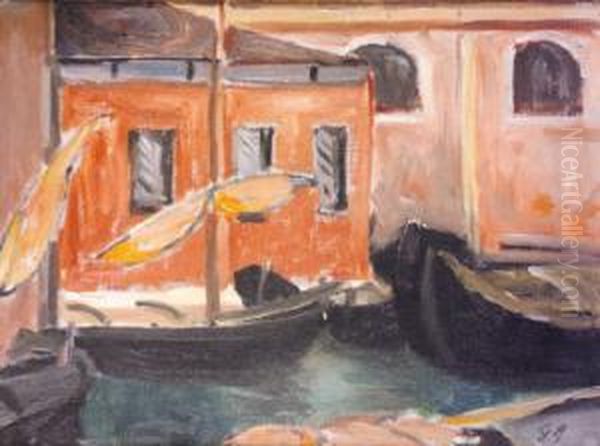 Boats At Chiogga (venice) Oil Painting by Grace Henry