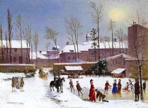 Skating Scene 1876 Oil Painting by Conrad Wise Chapman