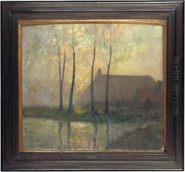 Landscape By A River Oil Painting by Frans Hens