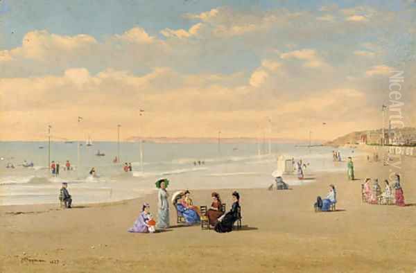 The Beach at Houlgat Oil Painting by Conrad Wise Chapman