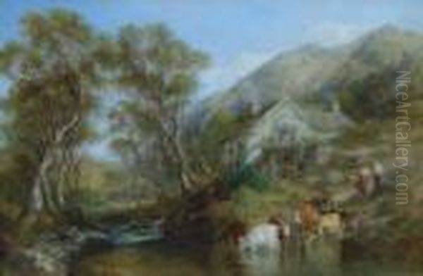 The Water Mill Oil Painting by Frederick Henry Henshaw