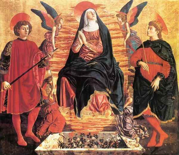 Our Lady Of The Assumption With Saints Miniato And Julian Oil Painting by Andrea Del Castagno