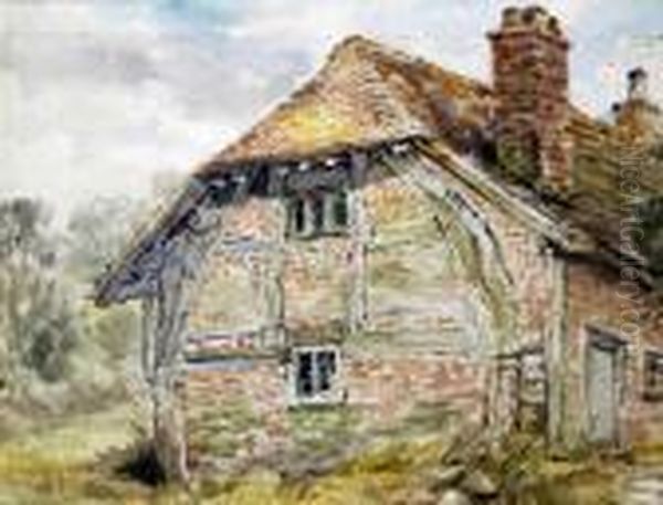 Rustic Barn Oil Painting by Frederick Henry Henshaw