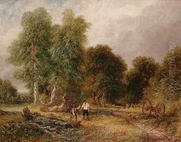 The Woodcuters, Worstershire Oil Painting by Frederick Henry Henshaw