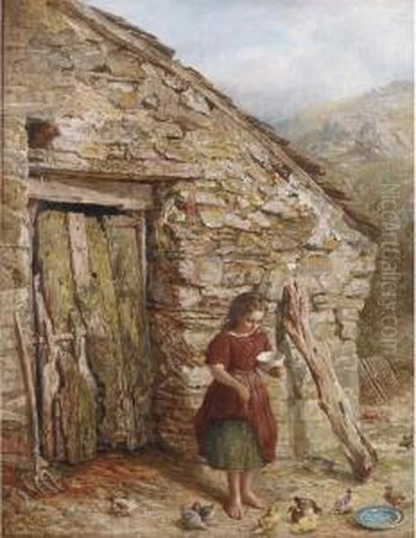 Feeding The Chicks Oil Painting by Frederick Henry Henshaw