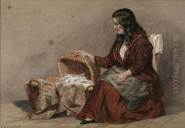 A Mother Tending To Her Child Oil Painting by Frederick Henry Henshaw