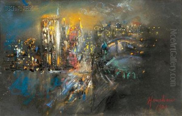 Columbus Circle, New York Oil Painting by Glenn Cooper Henshaw