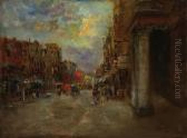 New York Street Scene Oil Painting by Glenn Cooper Henshaw