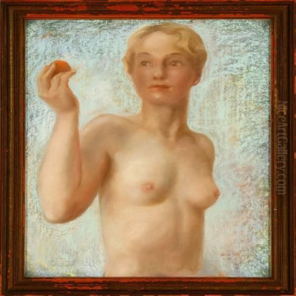 Portrait Of A Naked Lady Oil Painting by Gudmund Hentze