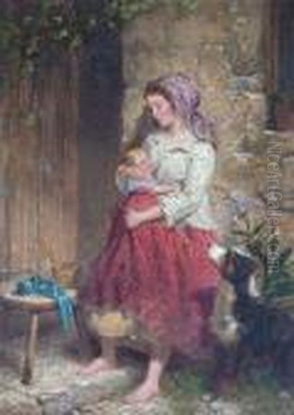 Maternal Cares Oil Painting by Isaac Henzell