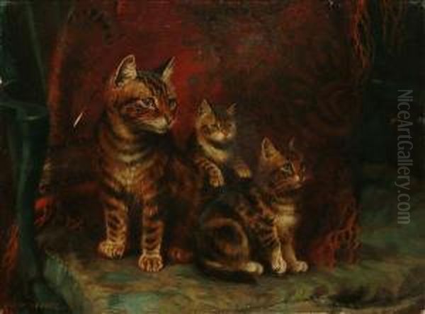 Three Cats Oil Painting by Wilson Hepple