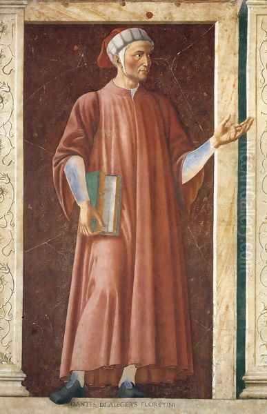 Famous Persons Dante Allighieri 1450 Oil Painting by Andrea Del Castagno