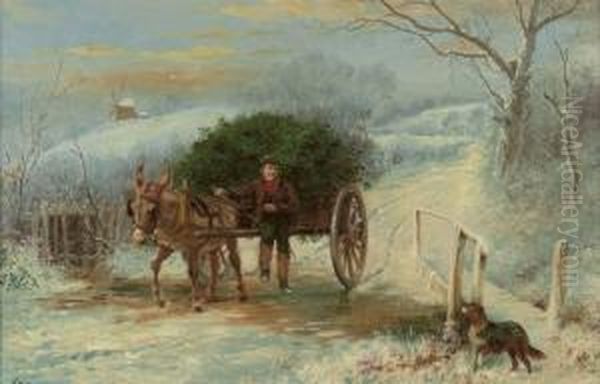 Bringing Home The Holly Oil Painting by Wilson Hepple