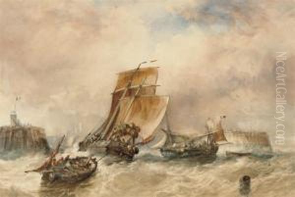 Running Into Calais On The Tide Oil Painting by Alfred Herbert