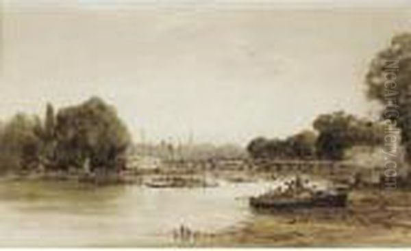 Putney Regatta Oil Painting by Alfred Herbert