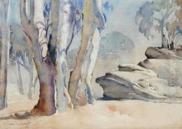 White Gums Oil Painting by Harold Brocklebank Herbert