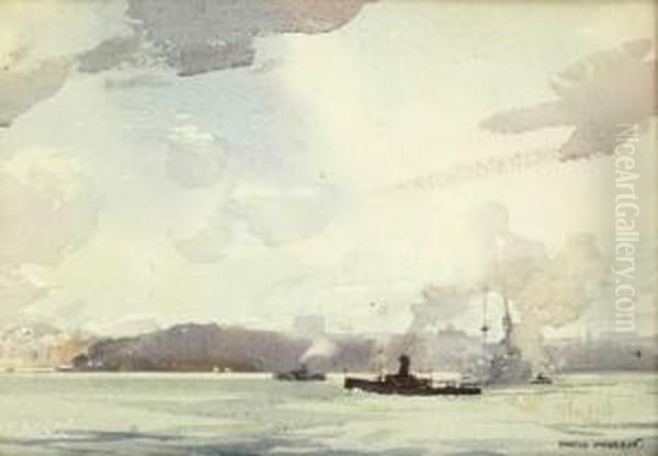 Sydney Harbour Oil Painting by Harold Brocklebank Herbert