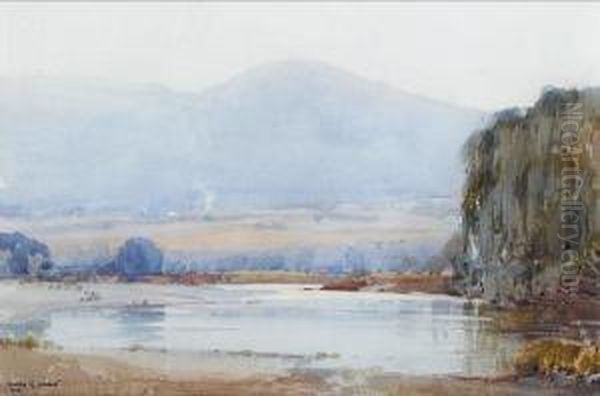 Australian Riverscape Oil Painting by Harold Brocklebank Herbert