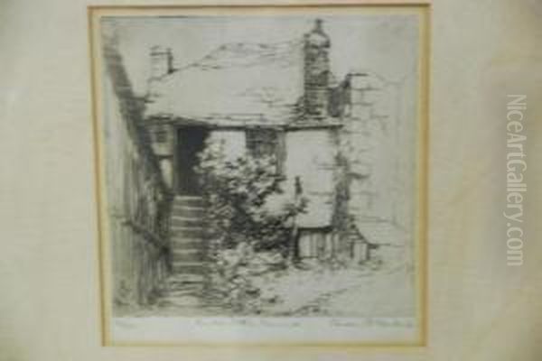 Anred Cottage Cornwall Oil Painting by Harold Brocklebank Herbert