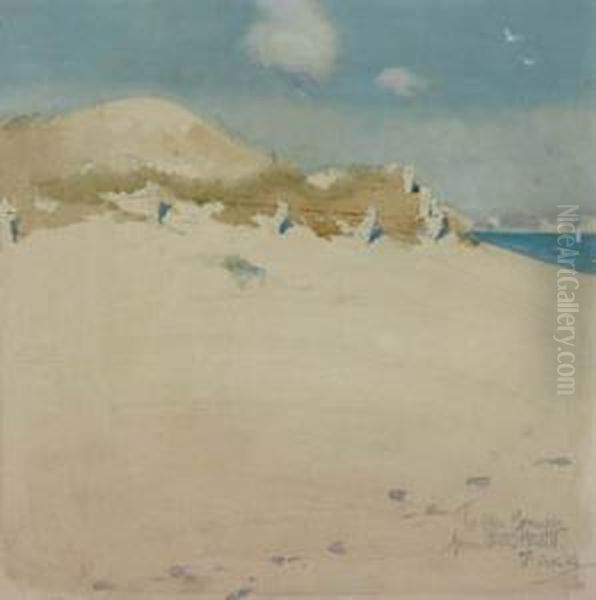 Sand Dunes And Beach Scene Oil Painting by Harold Brocklebank Herbert