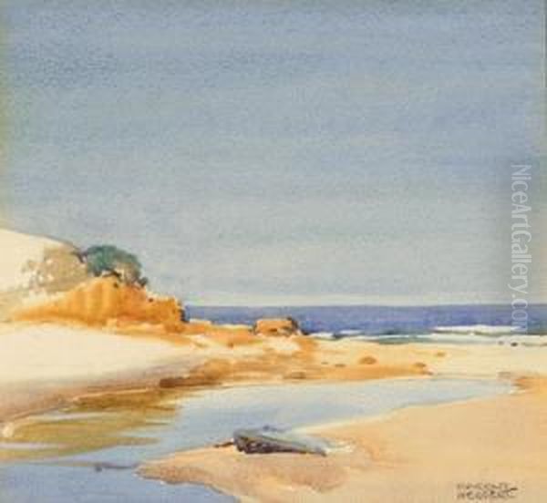 Angelsea River And Beach Oil Painting by Harold Brocklebank Herbert