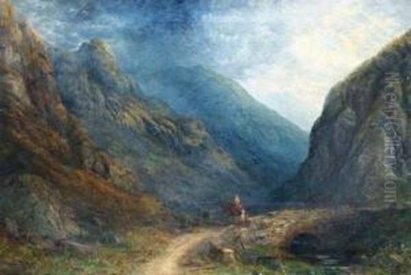 In The Pass Of Llanberis, Wales Oil Painting by Sydney Herbert