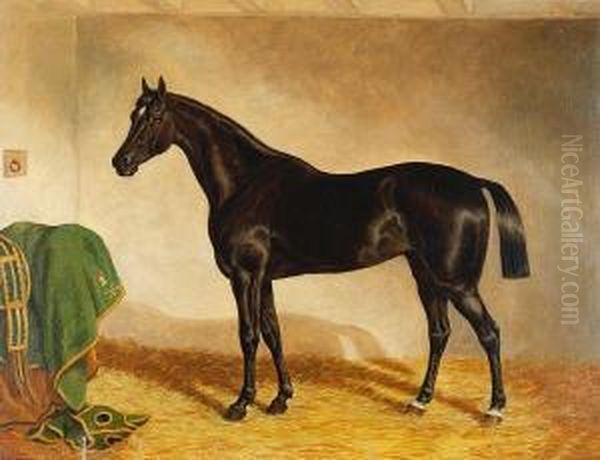 Pedro Gomez, A Black Hunter In A Stable Oil Painting by Edward Benjamin Herberte