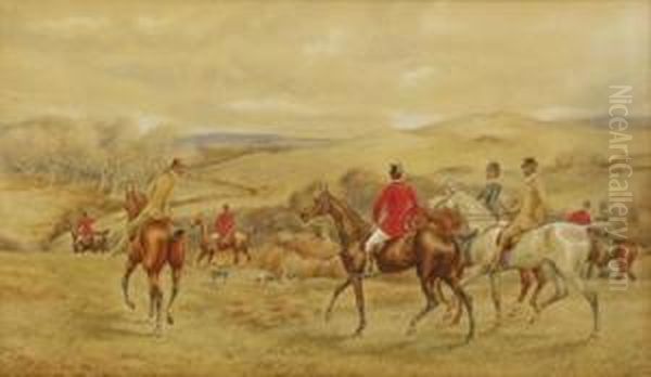 A Hunting Party Oil Painting by Edward Benjamin Herberte