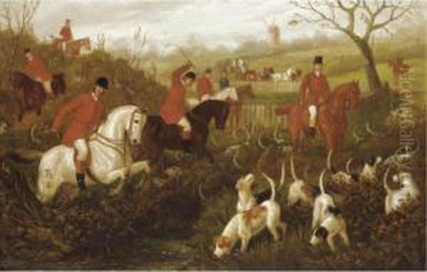 The Meet; Crossing The Ditch Oil Painting by Edward Benjamin Herberte