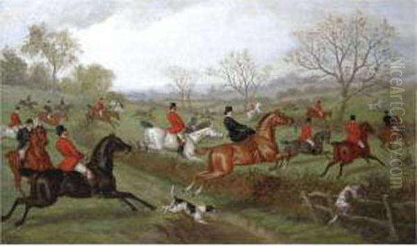 The Hunt In Full Cry Oil Painting by Edward Benjamin Herberte