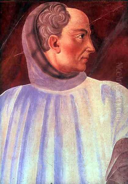 Niccolo Acciaiuoli (1310-65) detail of his bust, from the Villa Carducci series of famous men and women, c.1450 Oil Painting by Andrea Del Castagno