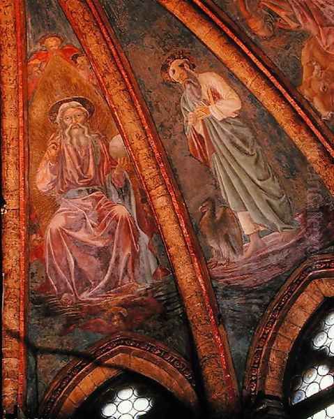 God the Father and St John the Evangelist from the vault of the apse in the Tarasius, 1442 Oil Painting by Andrea Del Castagno