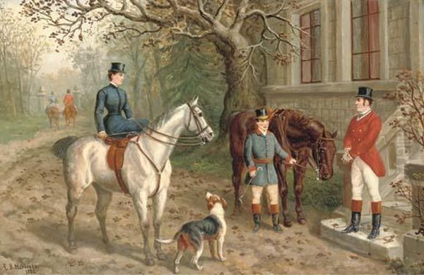 Preparing To Set Off Oil Painting by Edward Benjamin Herberte