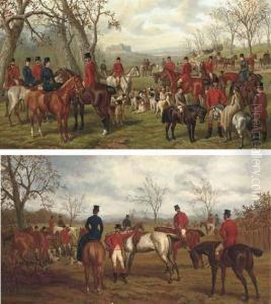 The Meet; And Preparing To Set Off Oil Painting by Edward Benjamin Herberte