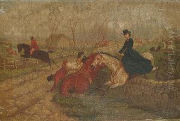 Before The Off; Into The Ditch! Oil Painting by Edward Benjamin Herberte