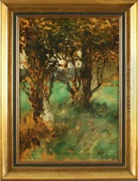 Knorrige Baume In Wiesenlandschaft Oil Painting by Thomas Ludwig Herbst