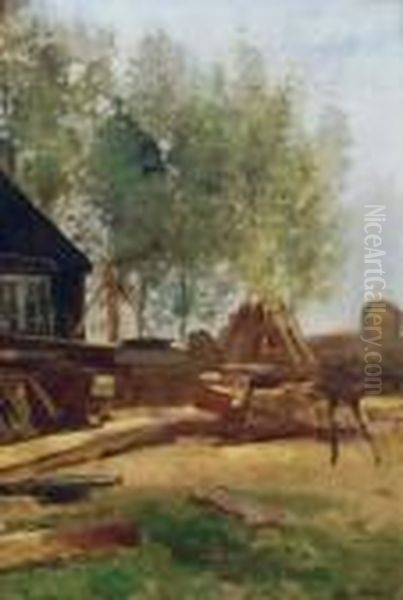 Gehoft Oil Painting by Thomas Ludwig Herbst