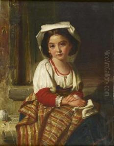 The Young Seamstress Oil Painting by Robert Herdman