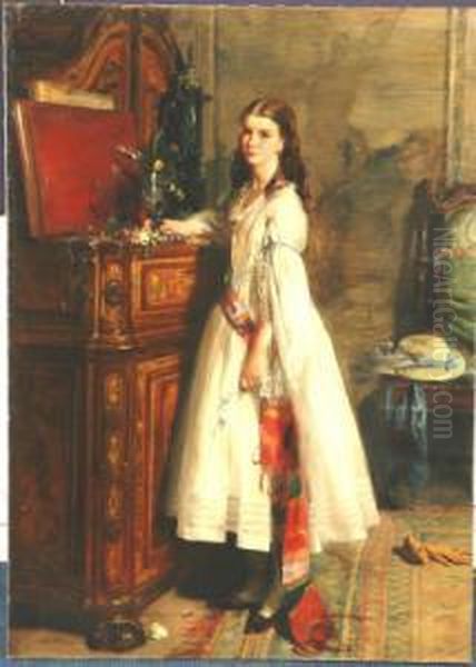 Portrait Of Jane Amelia Wilson, Later Mrs Balfour-melville (died 1890) Oil Painting by Robert Herdman