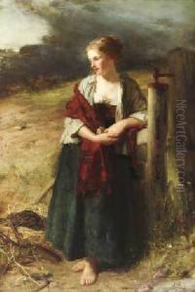 Behold Her, Single In The Field Oil Painting by Robert Herdman