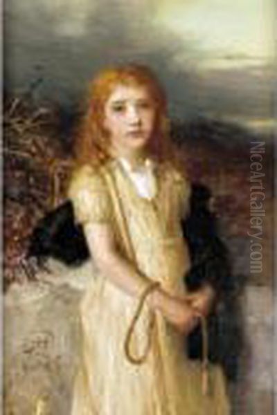 A Moorland Lass Oil Painting by Robert Herdman