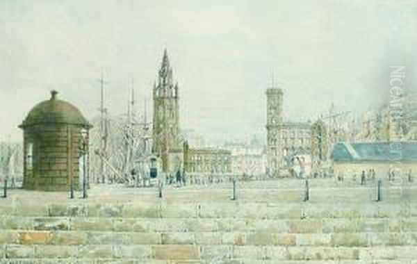 Liverpool Docks, With St Nicholas' Church And The Semaphore Tower Oil Painting by William Gawin Herdman