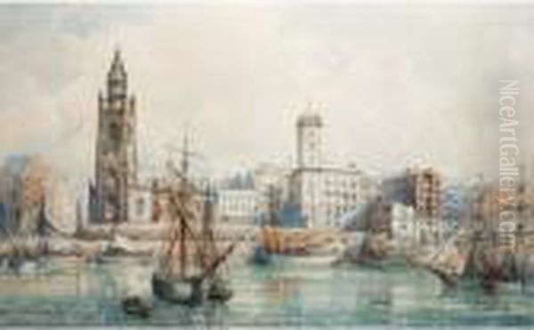 Liverpool Docks Oil Painting by William Gawin Herdman