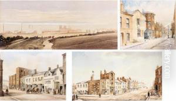 Bootle Church, Liverpool; Shaw's
 Brow Looking East, Liverpool; View From The Corner Of Sparling Street 
(st Domingo Road) Looking Towards Everton Church, Liverpool; Lord Street
 South Side, Liverpool Oil Painting by William Gawin Herdman