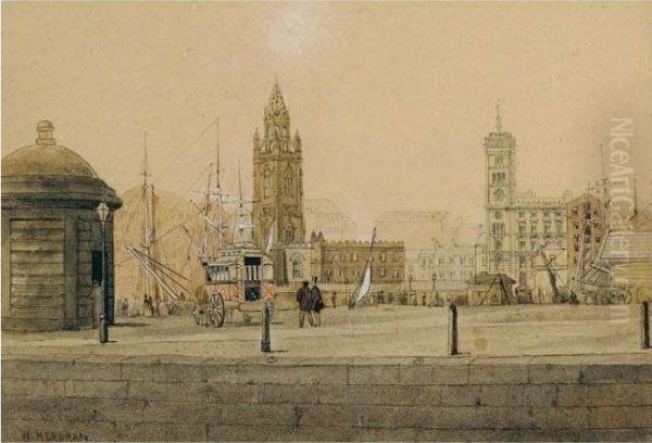 A Group Of Watercolours Of 
Liverpool, Including Hanover Street, James Street, Thithebarn Street, 
Whitechapel And Charles Strret, Georges Dock, School Lane Showing Church
 Lane And Cumberland Street Oil Painting by William Gawin Herdman