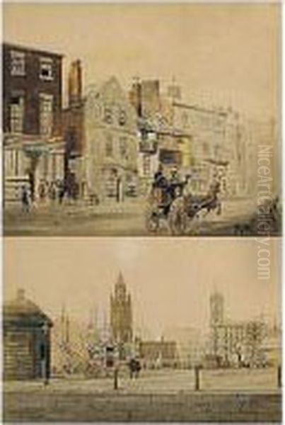 A Group Of Watercolours Of Liverpool Oil Painting by William Gawin Herdman