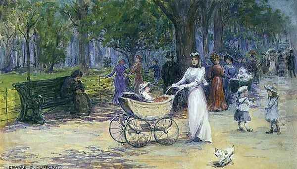 Promenading Oil Painting by Edward Clifford