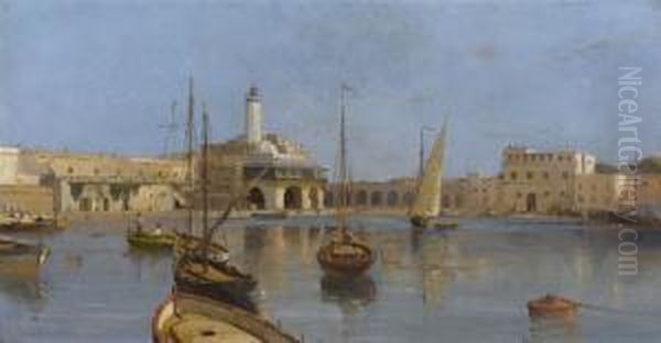 Le Port De L'amiraute D'alger Oil Painting by Abraham Hermanjat