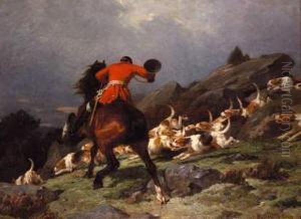 La Chasse A Courre, 1888 Ou 89 Oil Painting by Leon-Charles Hermann