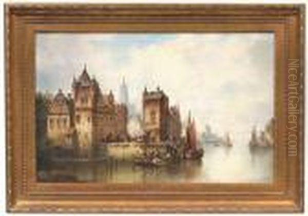 View Of Den Haag In The 
Netherlands. Oil/canvas/canvas, Signed And Dated 